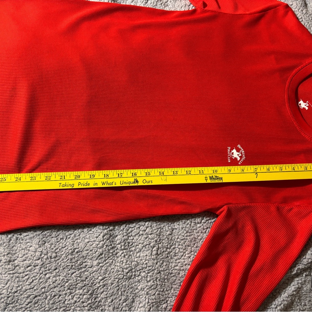 Beverly Hills Polo Club Red Long Sleeve Shirt Size Small Waffle Knit Loungewear - Picture 9 of 9